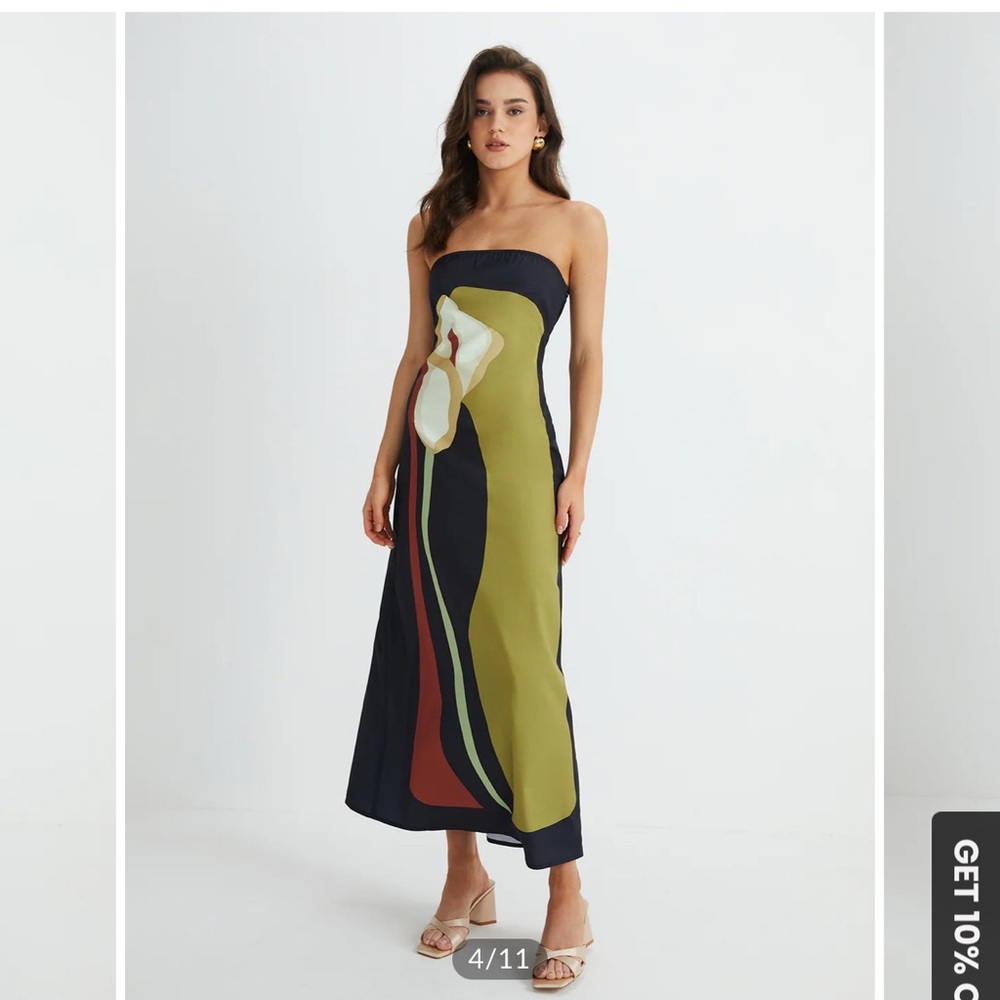 Elegant Black and Olive Dress Commense - AK - Picture 5 of 8